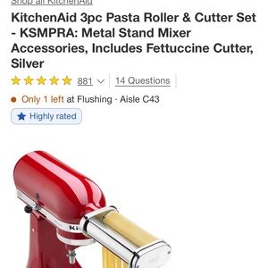 KitchenAid Pasta Roller & Cutter Set - Red and Silver